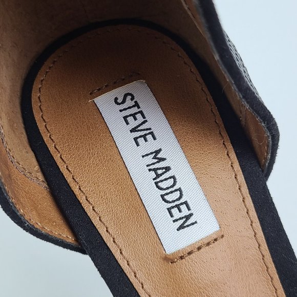 Steve Madden Black Leather Heels Size 9.5 - Picture 6 of 9